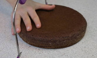 Divide the baked goods into two layers of equal thickness.