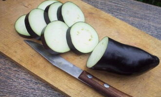 How to simply and deliciously cook eggplants on the grill? Wash the vegetables, remove the stem and tip, cut into circles 1 cm wide. 