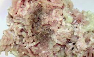 Grind the meat, lard and onions through a meat grinder. Salt the minced meat and season to taste.