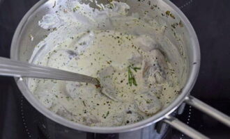 Then add the cream and bring it to a boil.