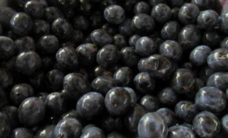 Bagaimana untuk menyediakan kompot blueberry untuk musim sejuk dalam balang 3 liter? Kami menyusun beri biru dan kemudian membilasnya dengan teliti di bawah air.