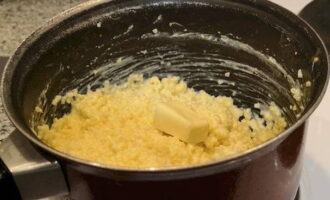 Remove the pan from the stove, add butter.