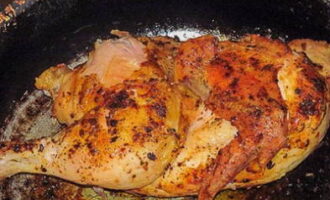 Bake the chicken in a preheated oven until fully cooked. This will take about 40 minutes.