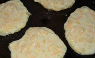 Fry the pancakes in a frying pan over moderate heat on both sides.