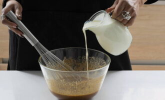 Add the cream to the mixture and mix the mixture again until smooth using a whisk. 