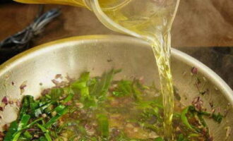 Then pour the beef broth into the saucepan.