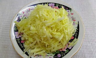 Finely chop the white cabbage. Salt it, knead it with your hands until the juice comes out and put it in the refrigerator.