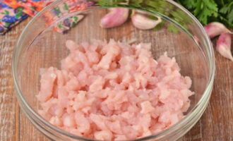 Place the chopped meat into a deep bowl.