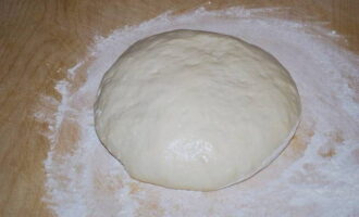 Place the dough on a floured surface and roll it out.