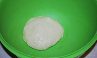 Knead the dough, gather it into a ball, brush with vegetable oil and leave in a warm place for 2 hours.