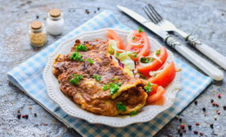 Serve juicy chops with slices of fresh tomatoes and herbs. Bon appetit!