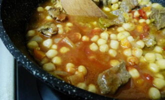 Pour in the diluted tomato paste and add salt to taste. Simmer covered for about 30 minutes.