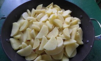 Add the remaining tomatoes and potatoes. Add salt, cover with a lid and simmer over low heat for an hour and a half. There is no need to stir the dish.