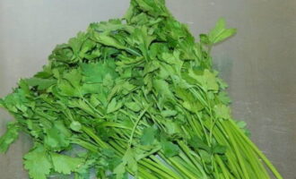 Chop the parsley and add it to the dish before serving.