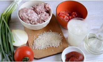 O arroz com carne picada é muito fácil de preparar. Preparamos ingredientes para um prato simples mas apetitoso. Depois de enxaguar um copo de arroz até a água ficar límpida, coloque uma panela no fogão com 300 mililitros de líquido (neste caso usamos caldo) e cereais.