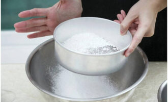 Sift the wheat flour through a fine sieve into a deep container.