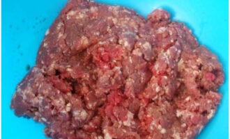 Place minced meat for filling in a deep bowl.