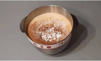 Add a teaspoon of baking powder and use a silicone spatula to gently mix everything.