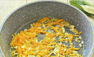 Fry the chopped ingredients in vegetable oil until golden and soft.