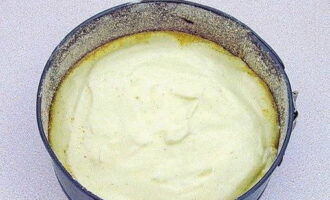 Laten we de vorm voorbereiden waarin we de cake gaan bakken. Het kan worden bedekt met margarine en bestrooid met paneermeel - dit voorkomt verbranding. Giet het deeg hier.